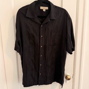 Tommy Bahama Black Casual Button Down Shirt Silk